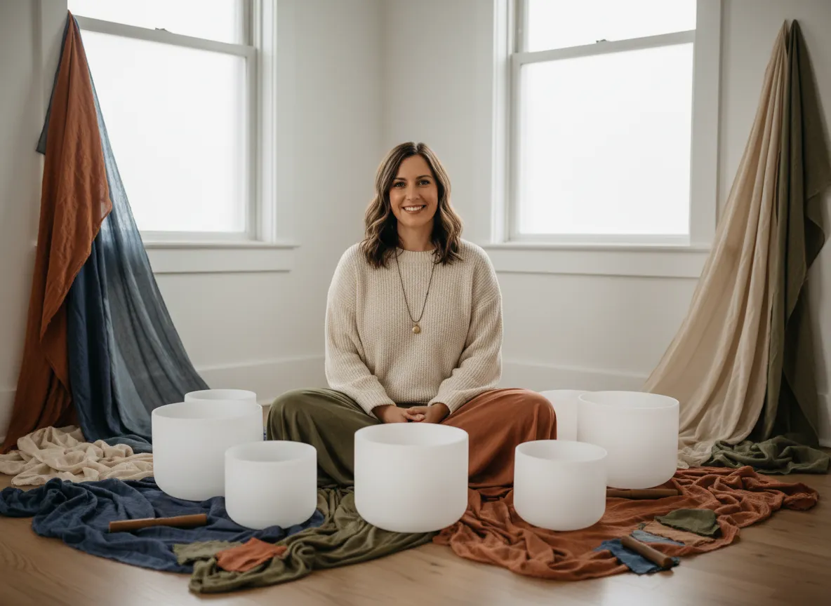 Portrait of KT in a serene studio with instruments