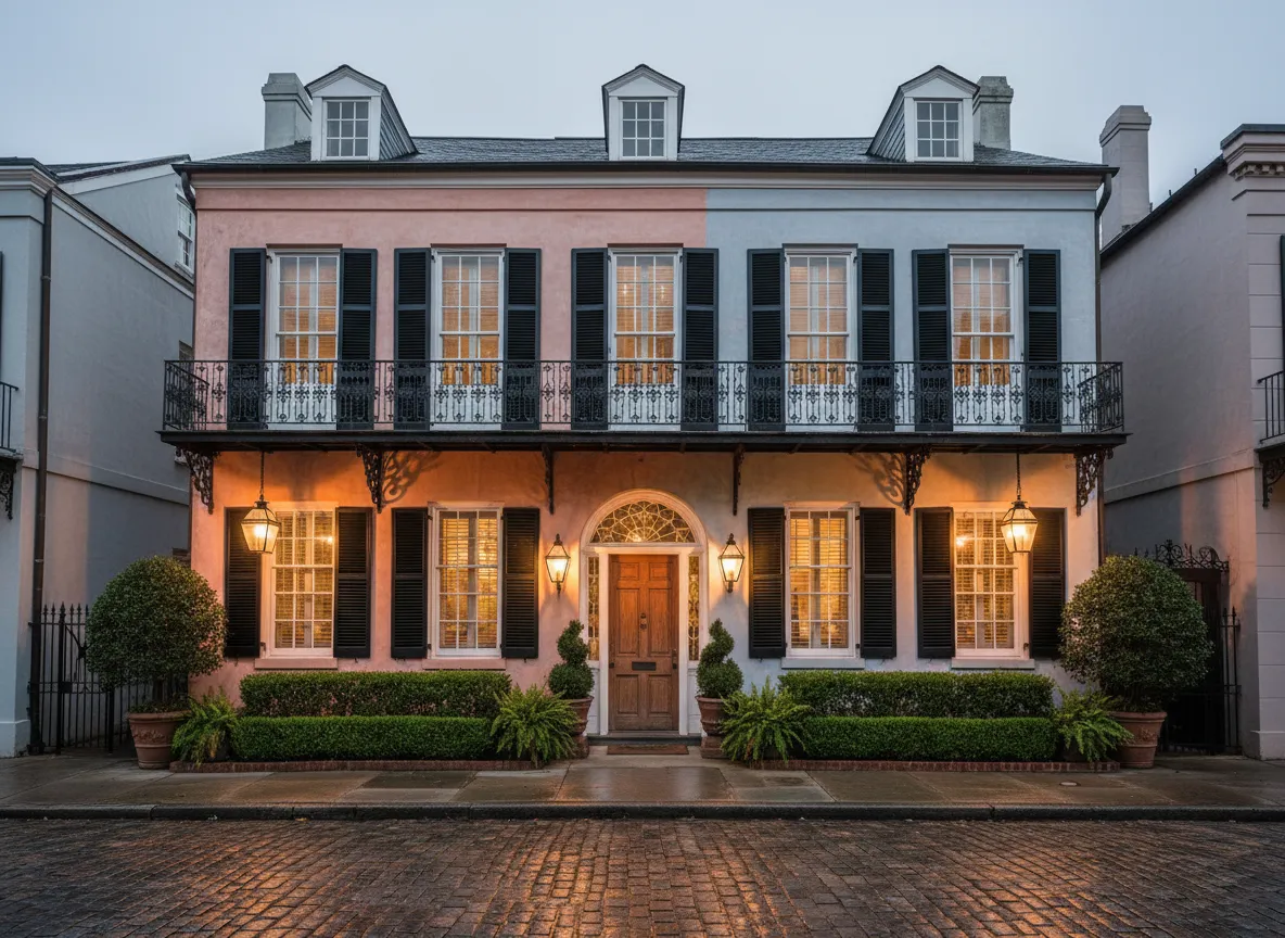 Charming historic Charleston home with gas lanterns