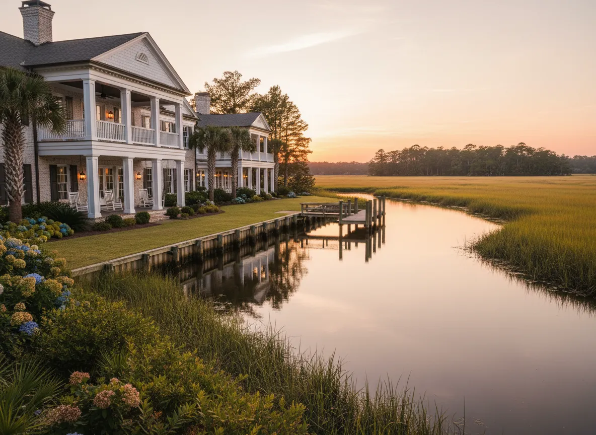 Elegant waterfront Lowcountry home with dock