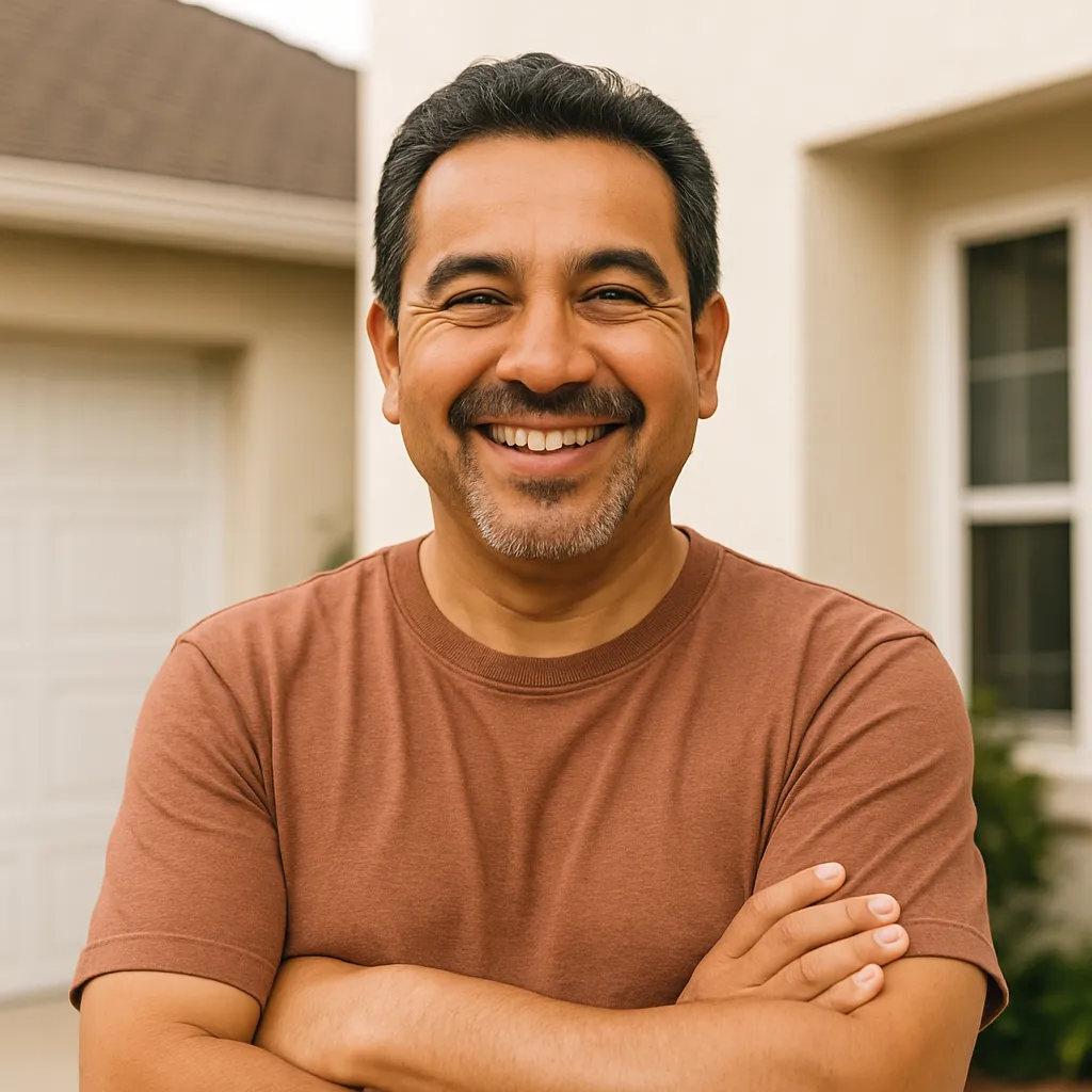 Portrait of M. Hernandez, smiling homeowner