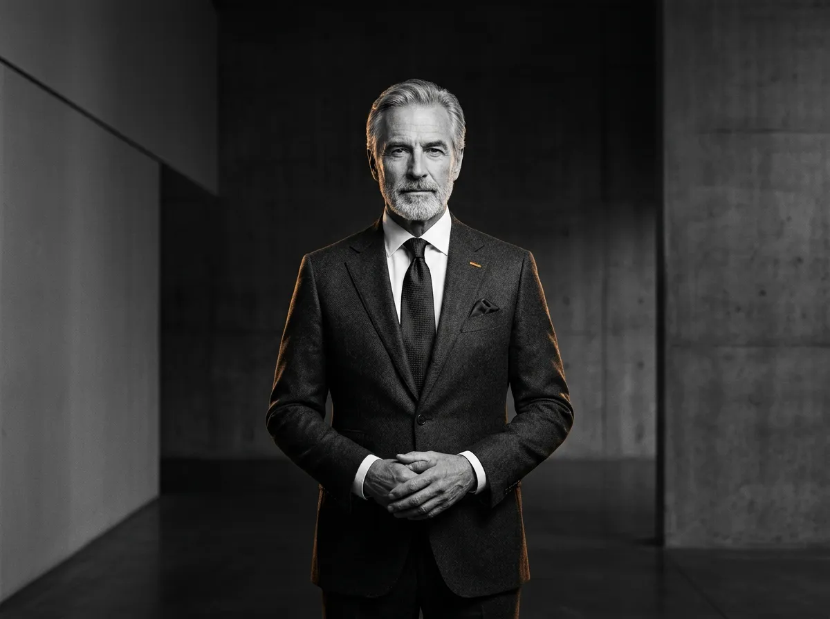 Desaturated architectural portrait of Managing Partner Alistair Vance-Monroe