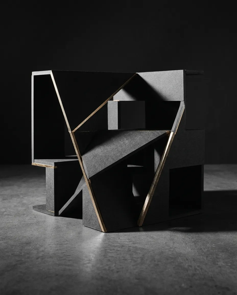 Editorial black and white architectural portrait demonstrating calculated asymmetry in design