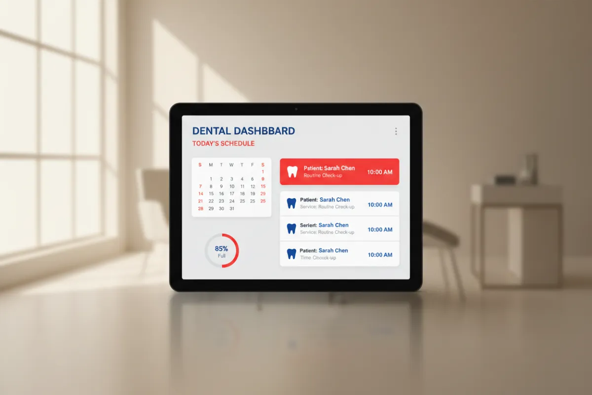 Dashboard view showing captured booking