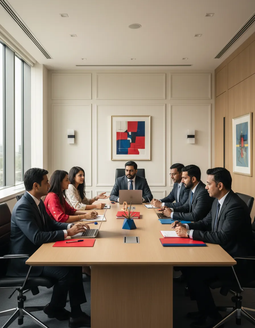 Indian corporate team in a modern office