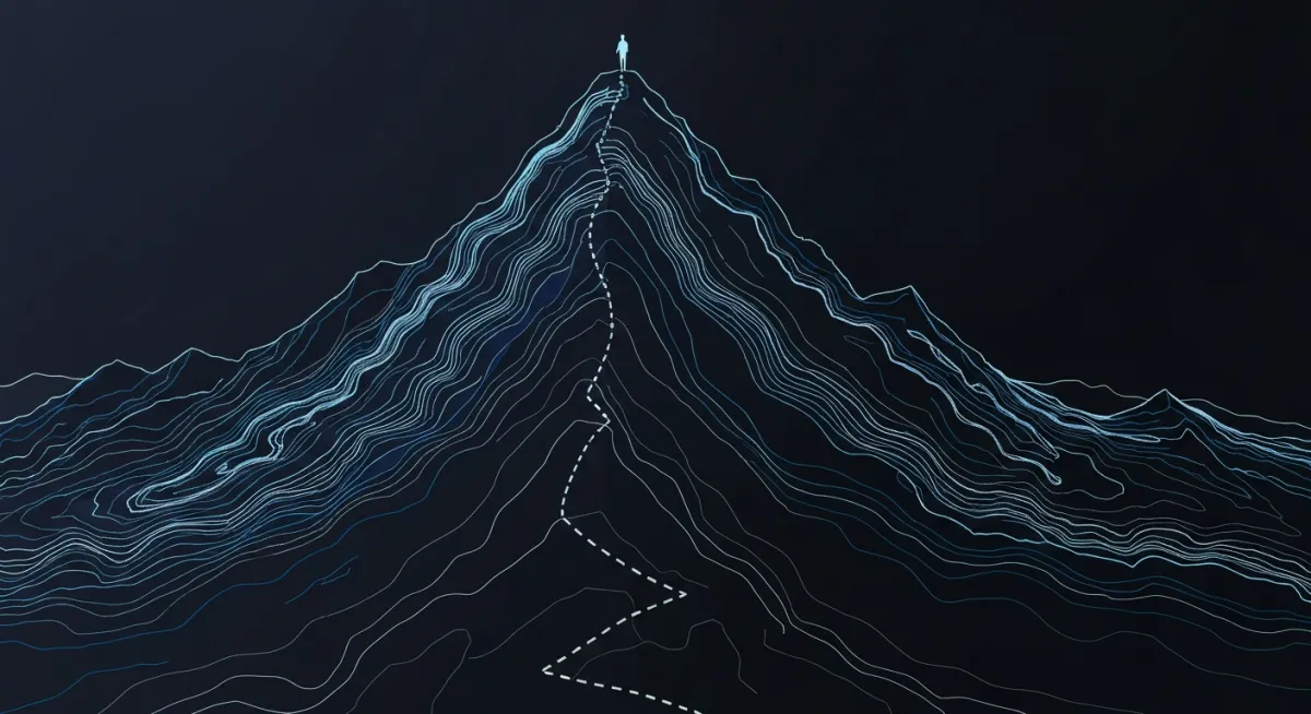 Dark topographic route line graphic for tactical program