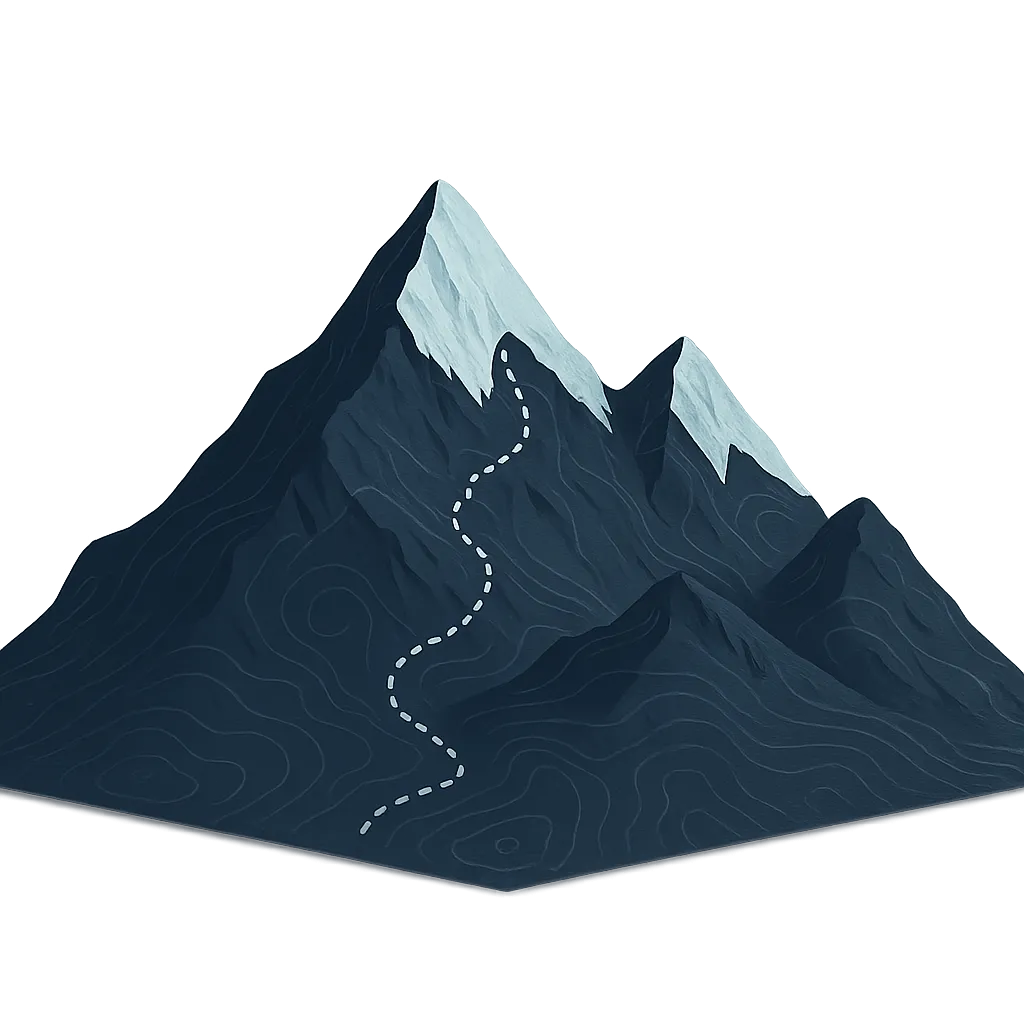 Desaturated mountain silhouette with topographic contour lines