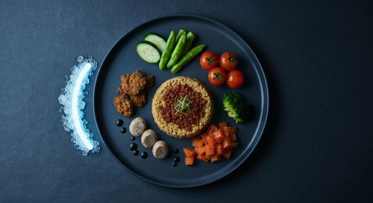 Dark desaturated high protein meal for peak climbers
