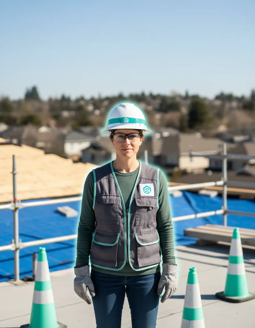 Brandi Burk, owner of 41 Roofing & Restoration, on a local job site