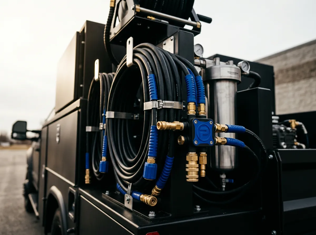 Apex industrial mobile washing rig and certified technicians servicing luxury property