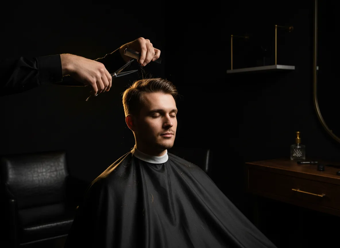 Groom receiving a trial haircut from a premium barber