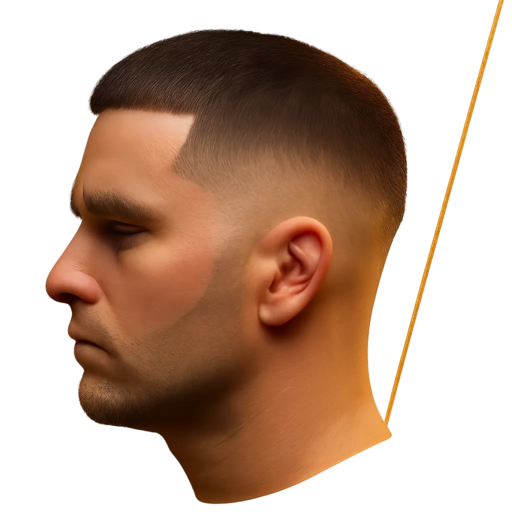 An example of an average fade haircut with visible lines