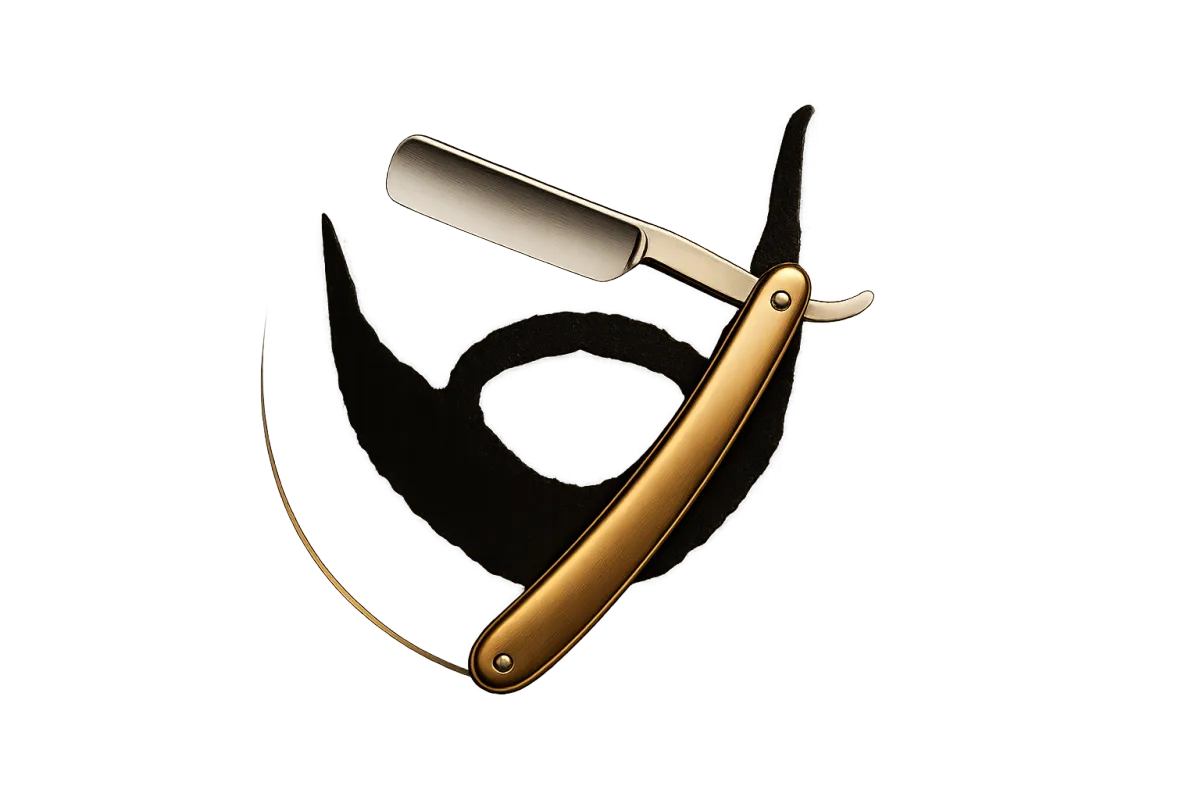 Close-up of straight razor detailing on a beard perimeter
