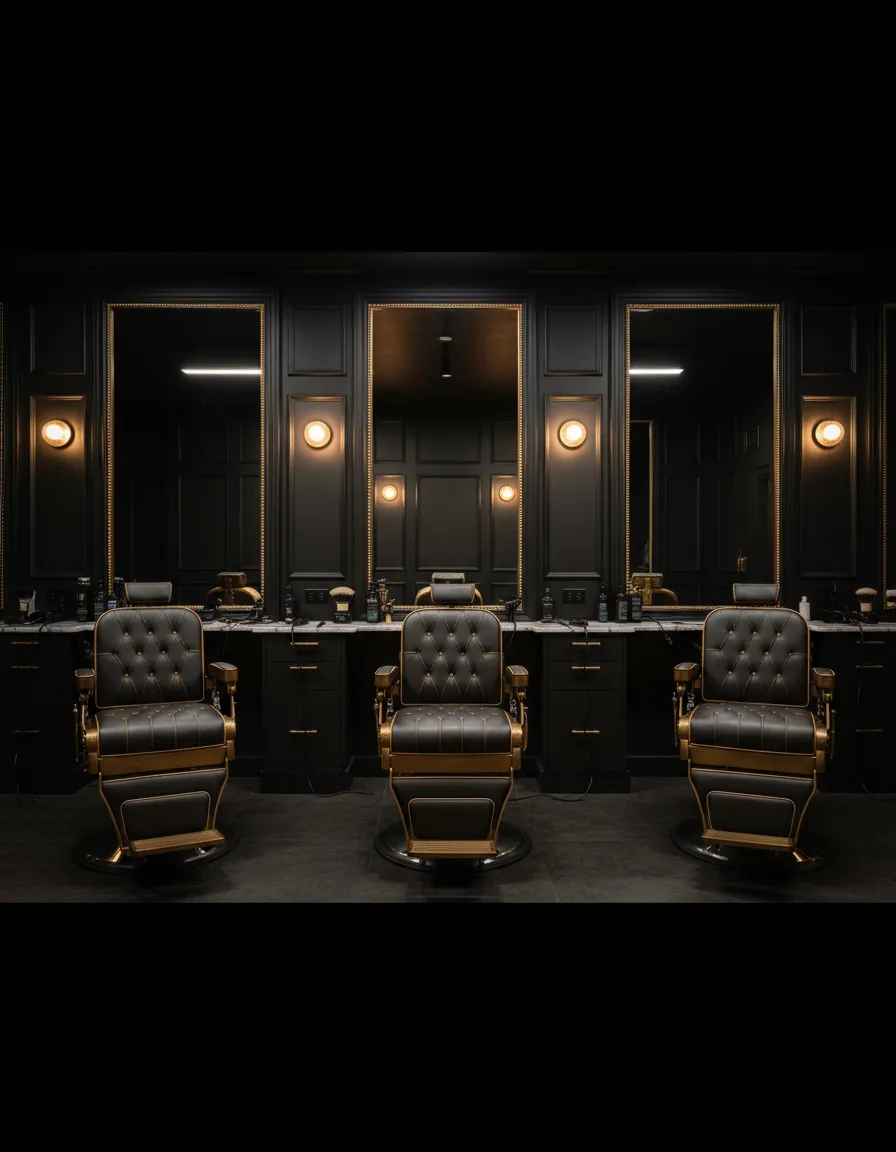 Pristine interior of The Ultimate Barber shop in Alexandria, VA
