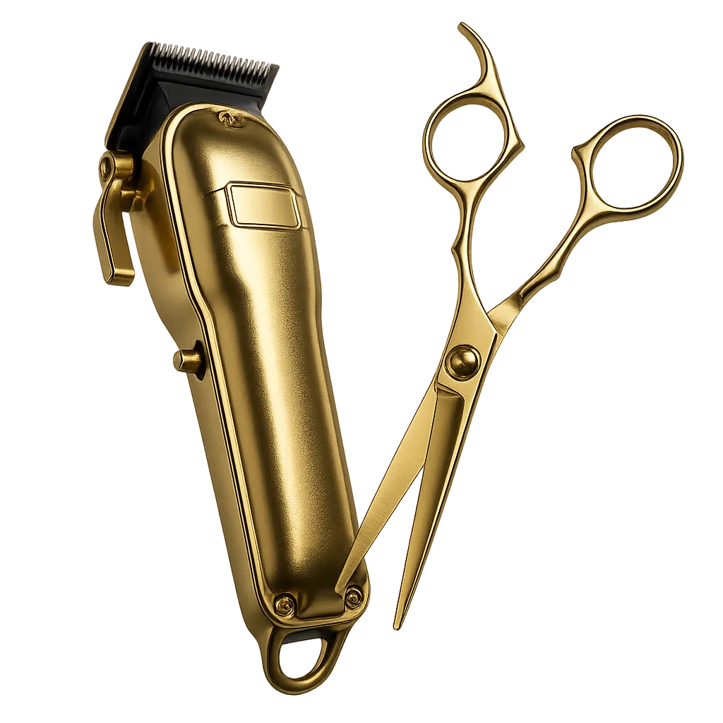 Premium barber clippers and shears cutout