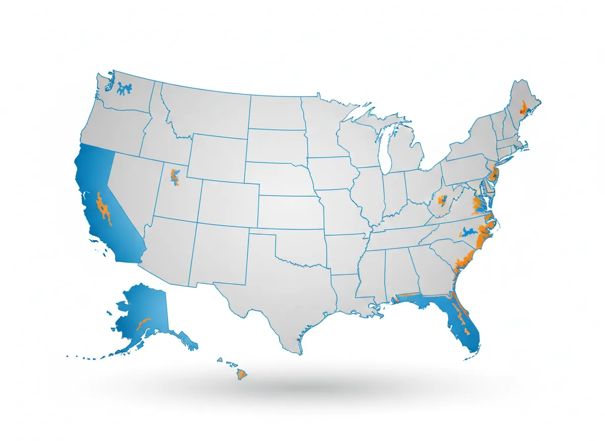 Stylized U.S. coverage map