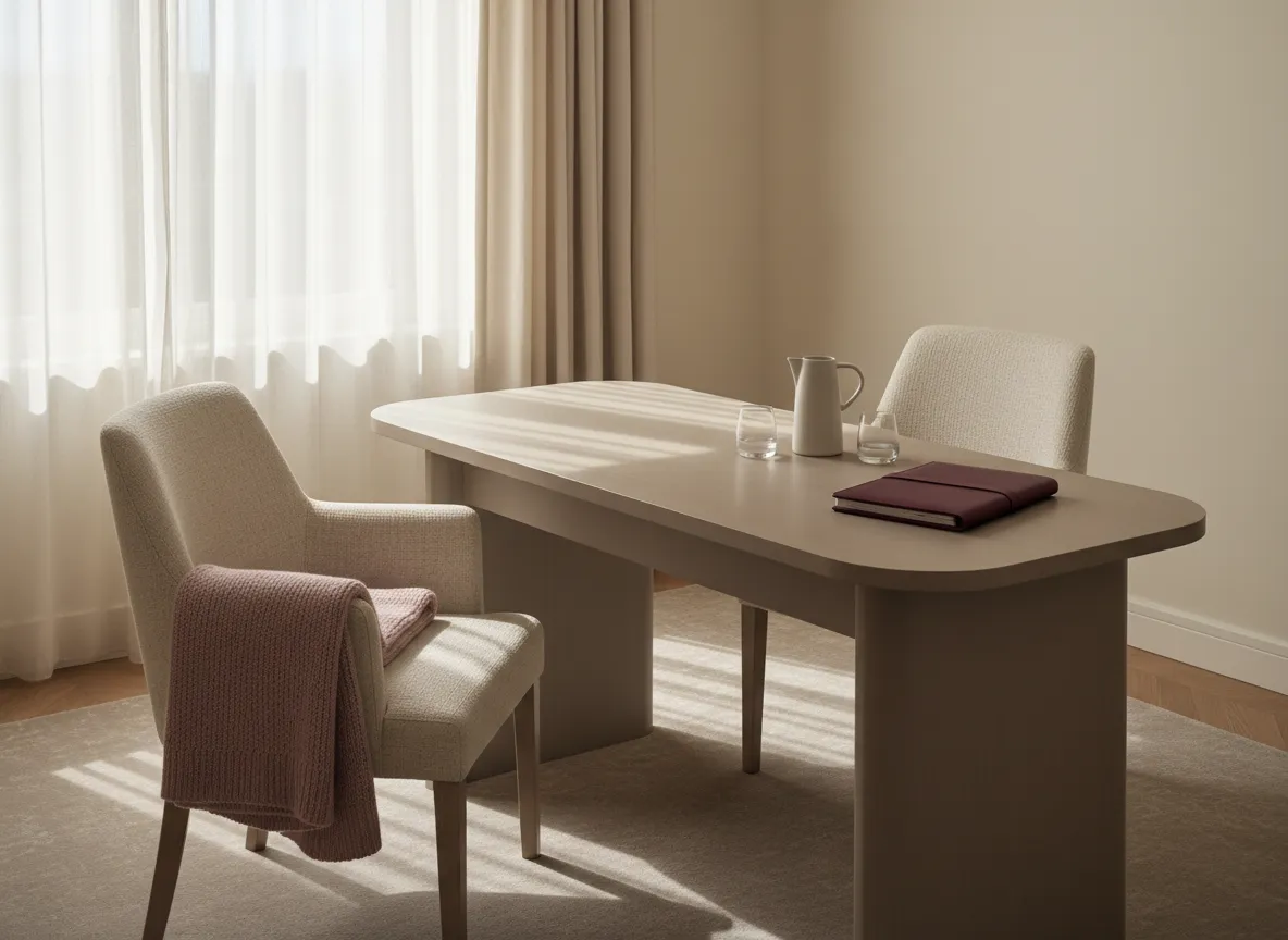 Warm, inviting consultation room at Polished Beauty MedSpa