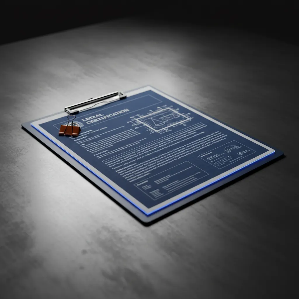 Professional compliance and legal certification document