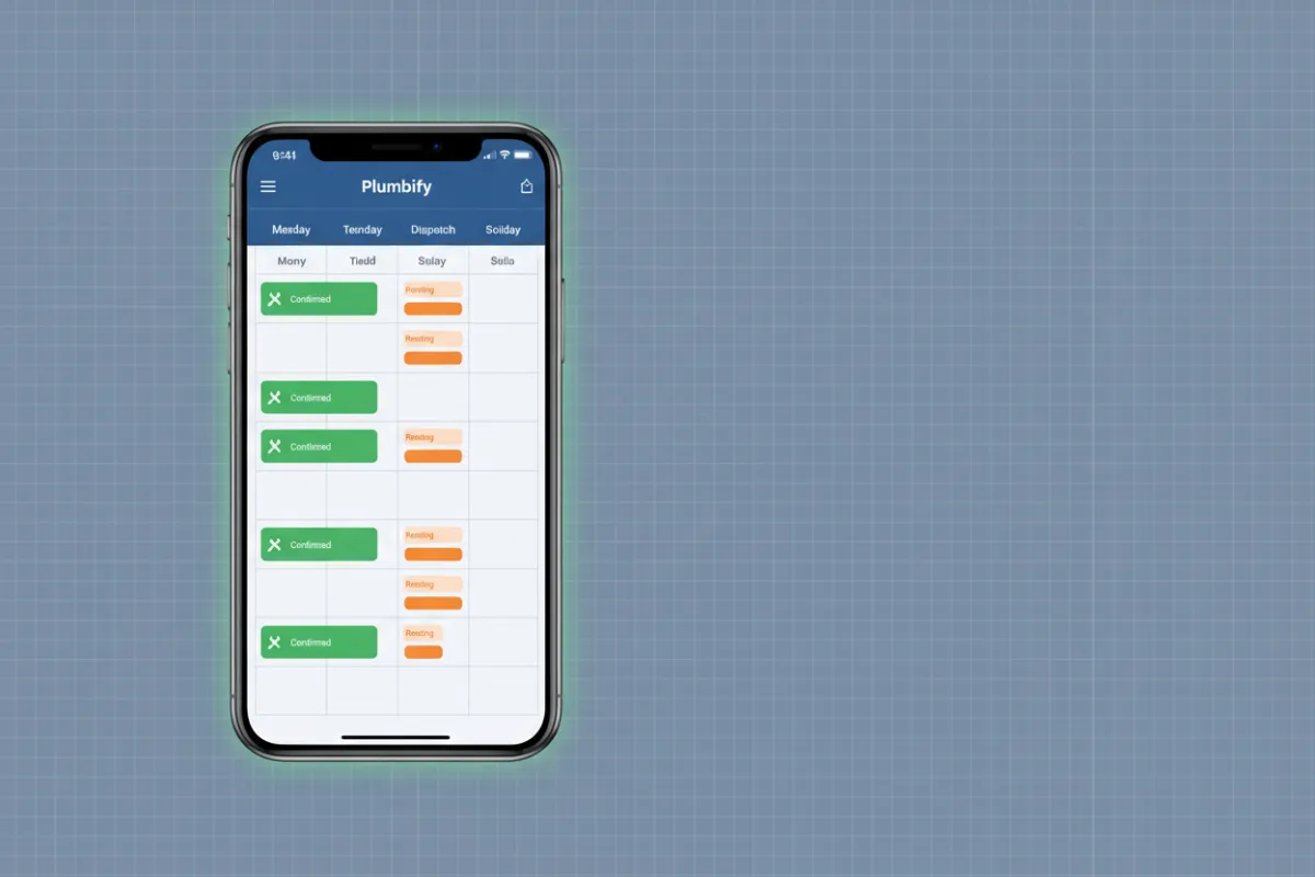 Blueprint Graphic UI screenshot of Plumbify dispatch calendar