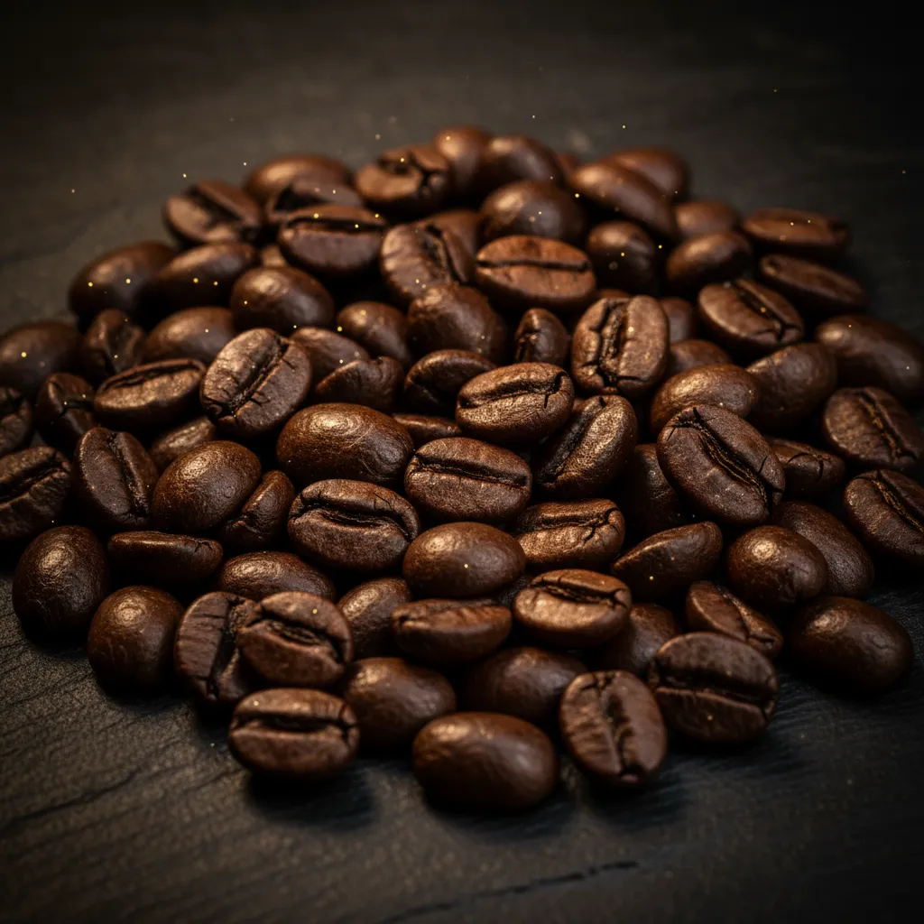 Eclipse Essence whole beans on a dark surface
