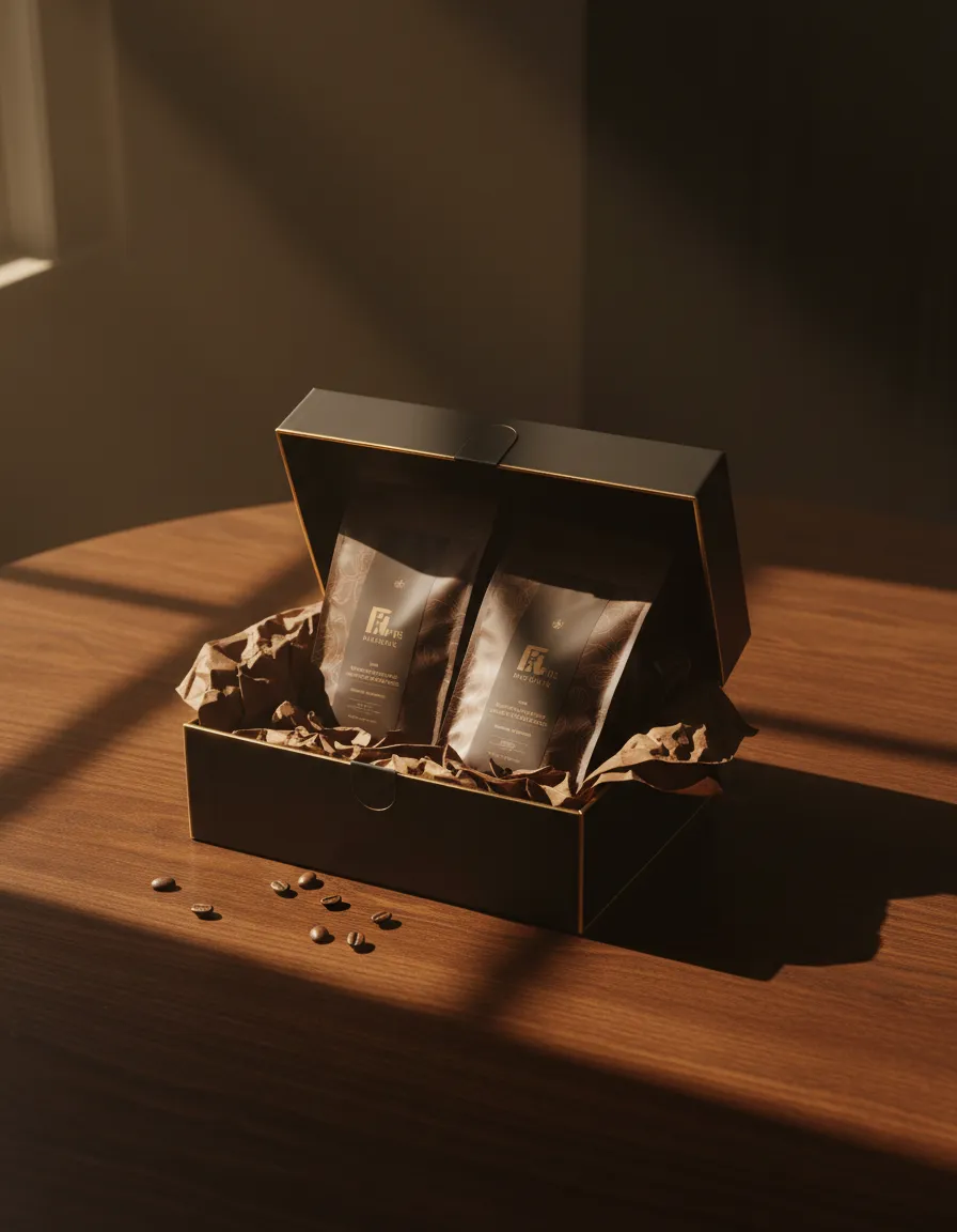 Lifestyle image of a premium coffee delivery box arriving
