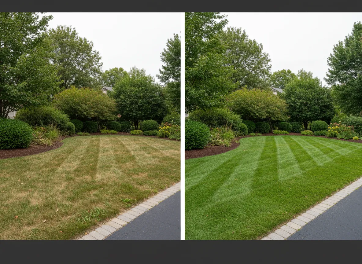 Pristine lawn and landscaping crew at work