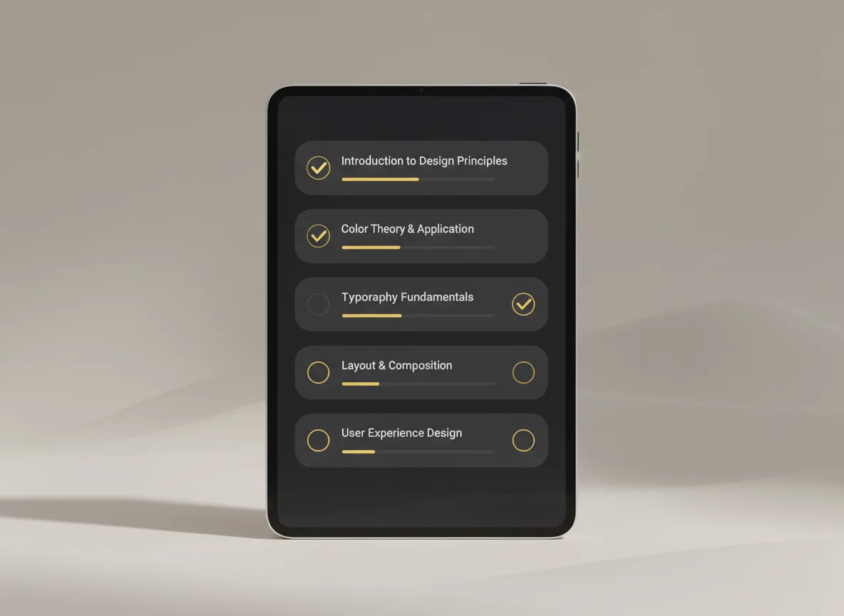 Checkliste Kursmodule UI Mockup