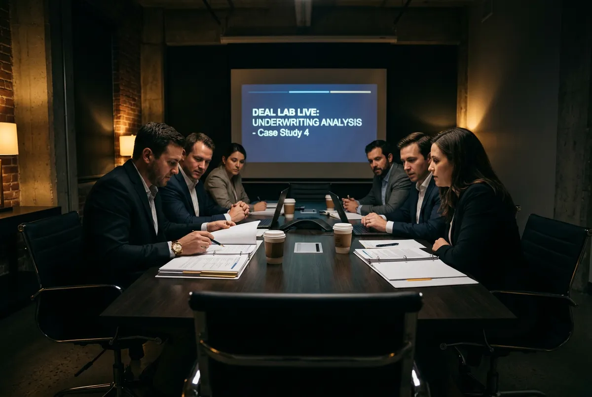 Deal Lab Live Underwriting Session in moody dark room