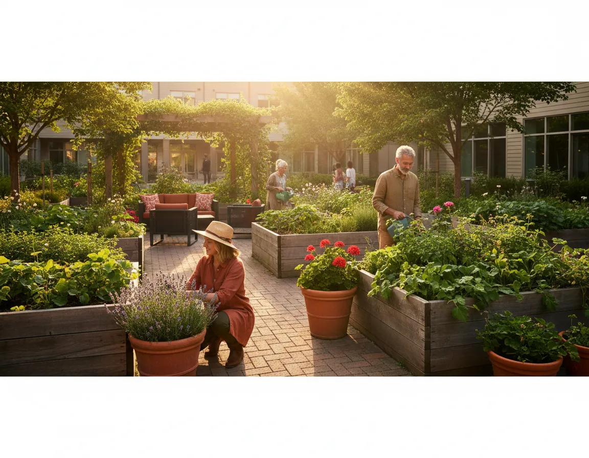 Peaceful shared gardens at Trilogy Estates