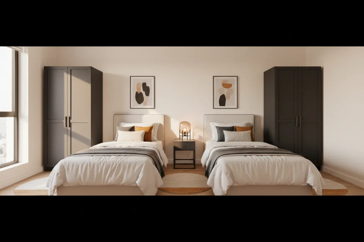 Shared furnished bedroom with modern comfortable layout