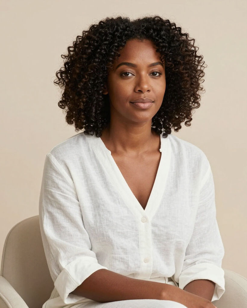 Woman with curly hair