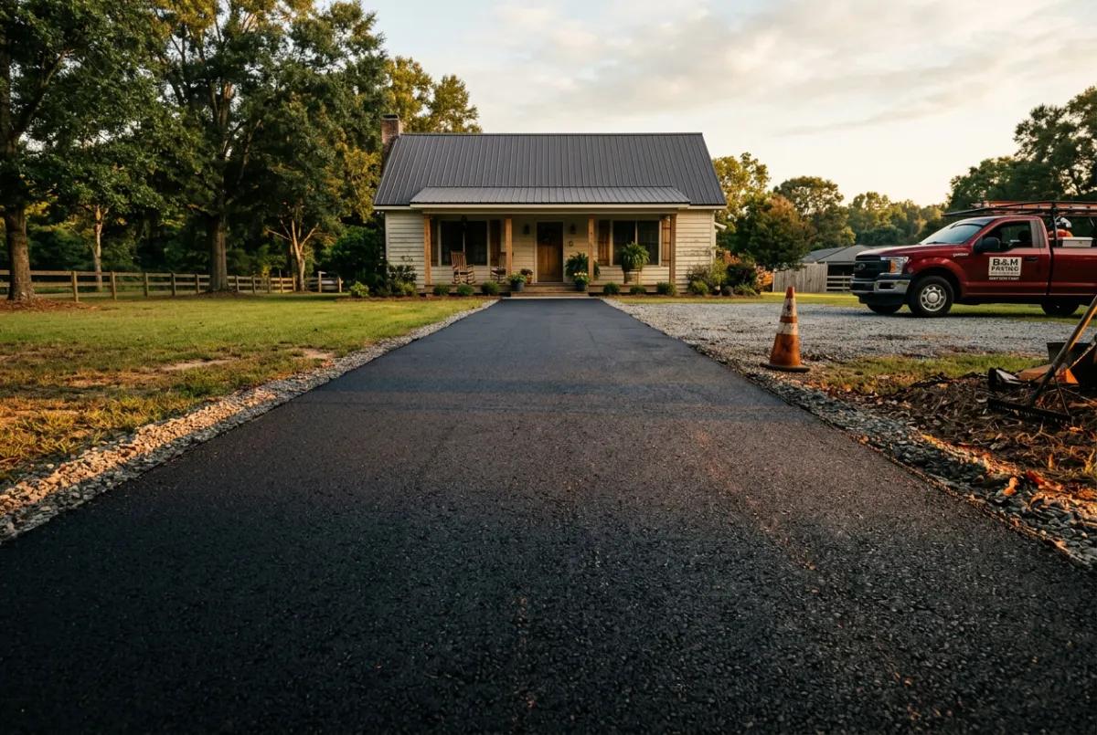 Heavy-duty residential asphalt driveway paving in South Georgia