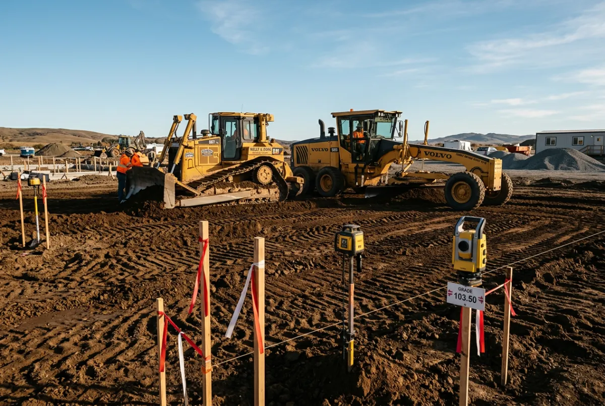 Laser precision sub-base grading and new construction site work