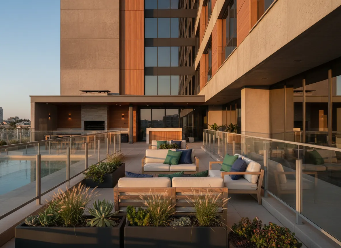 Terraza y comodidades del edificio