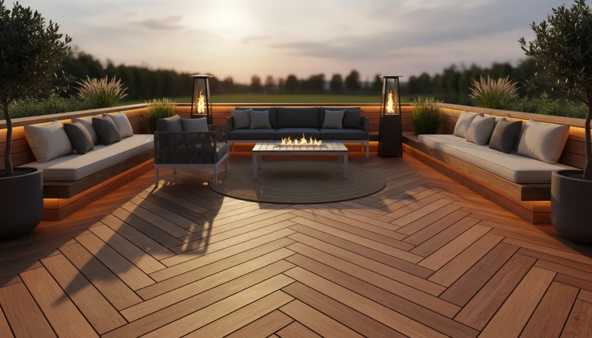 Custom wood deck outdoor living space