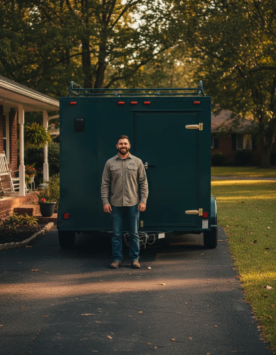 Mitch Kuc arriving with his mobile workshop trailer
