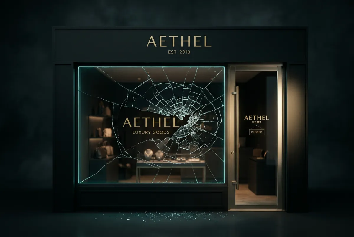 Commercial shattered storefront glass scenario simulation
