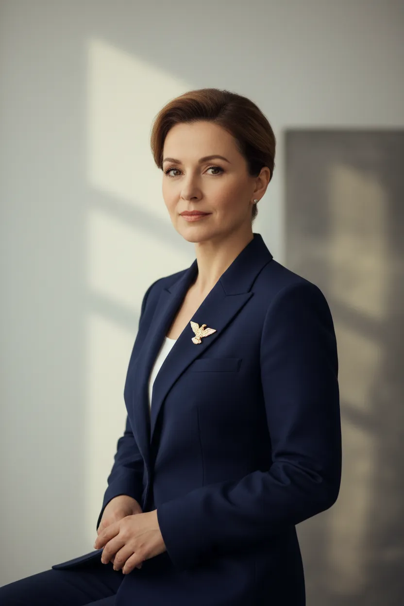 Portrait of a strategist in a modern studio environment representing leadership and calm authority.