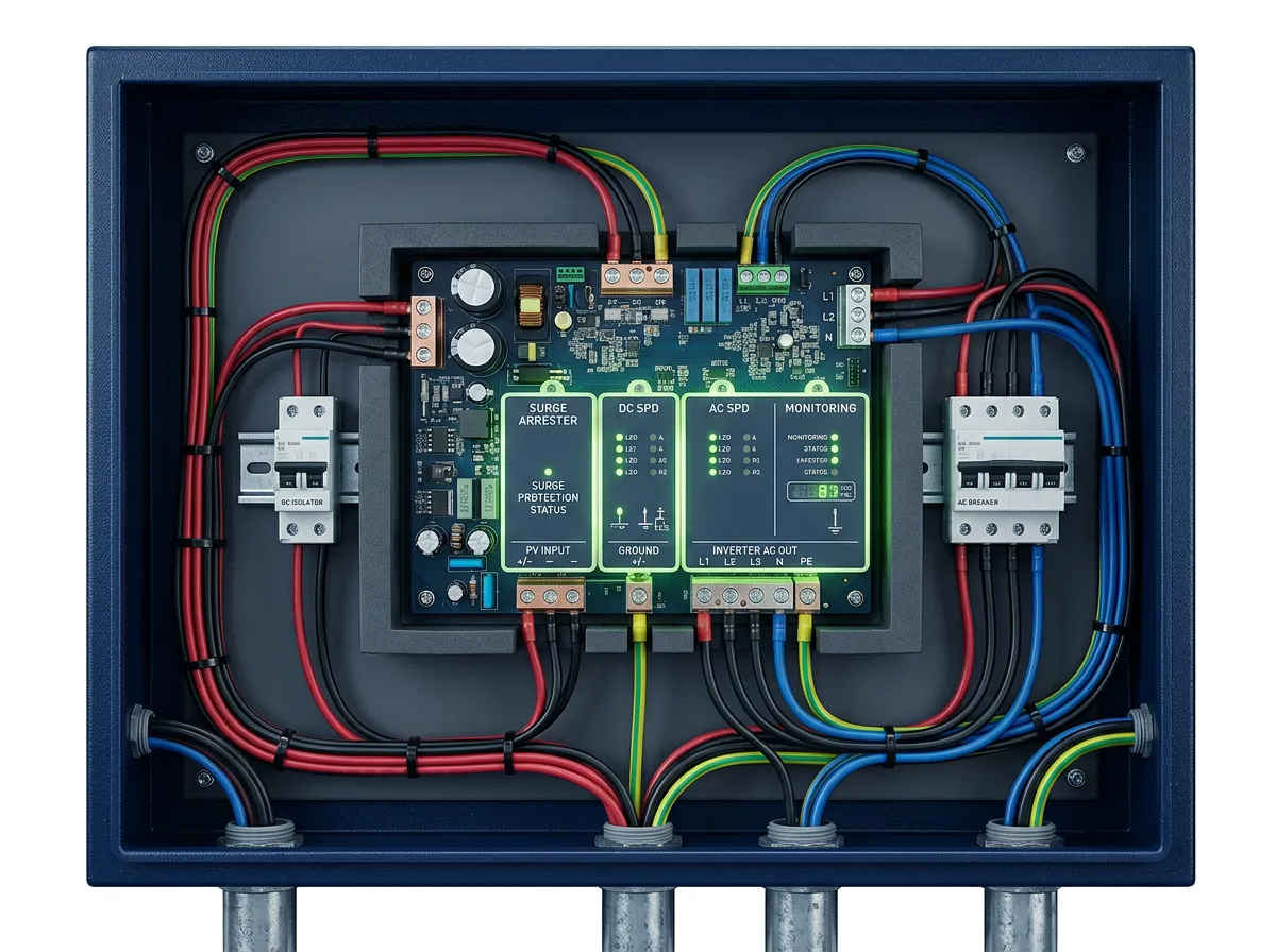 Inverter surge protection board and high-grade thermal isolation housing