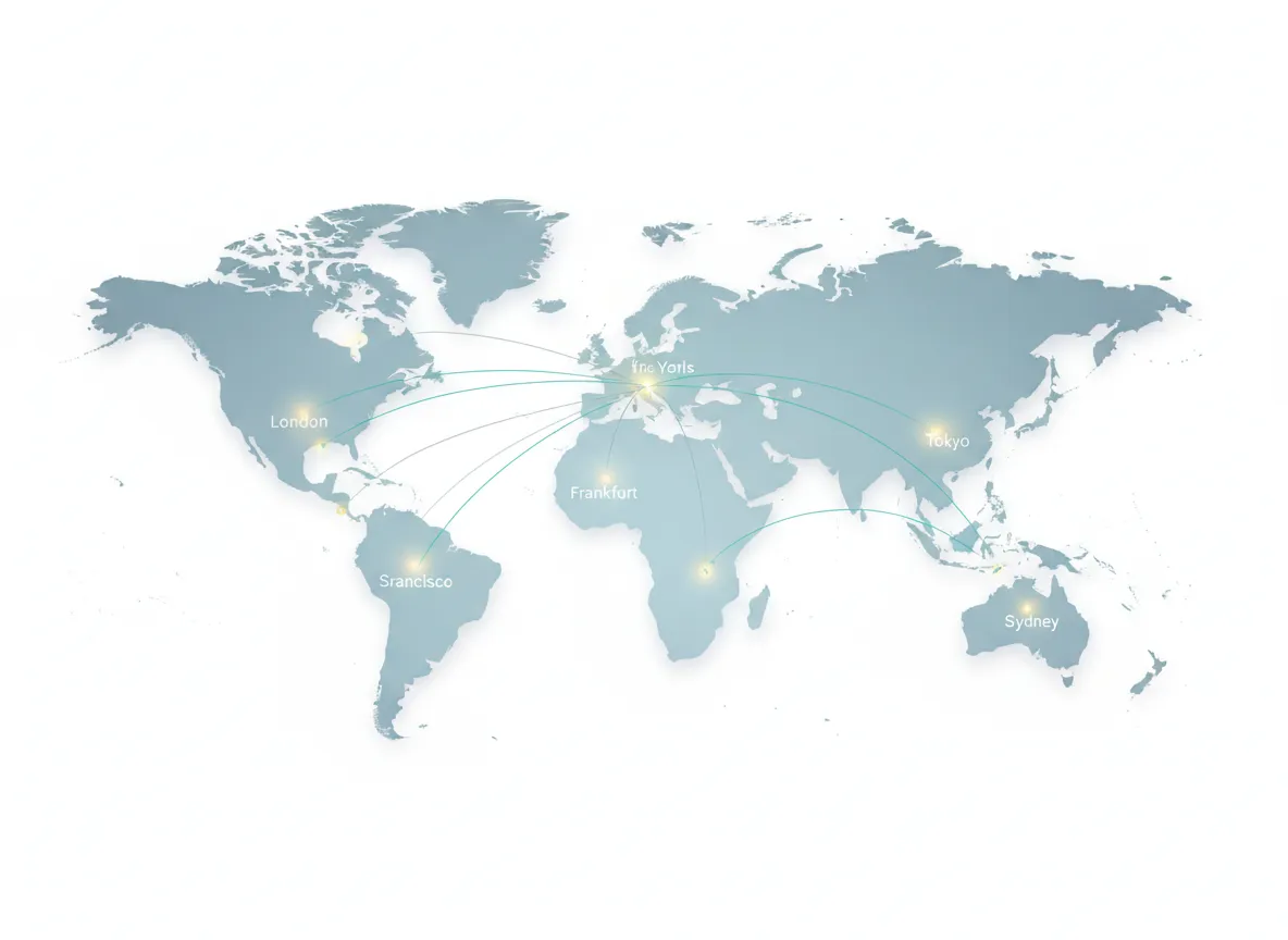 World map highlighting major cities with pet and property care coverage