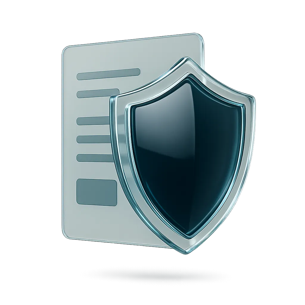 Empower Agents 3D security shield representing legal terms and data protection