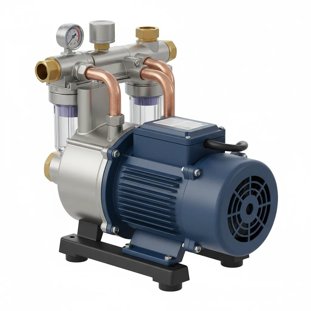 Compact residential pump unit 'AquaForge MiniPump' on white background