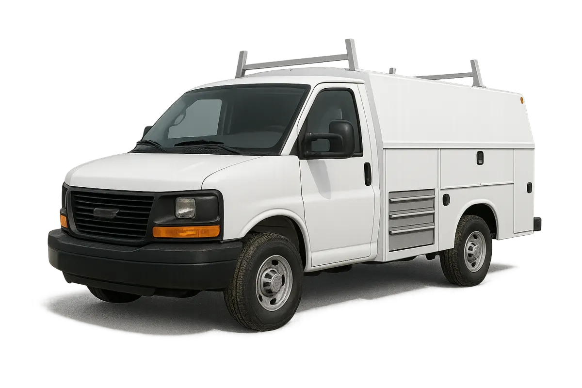 Heavy-duty service van tool chest icon on transparent background