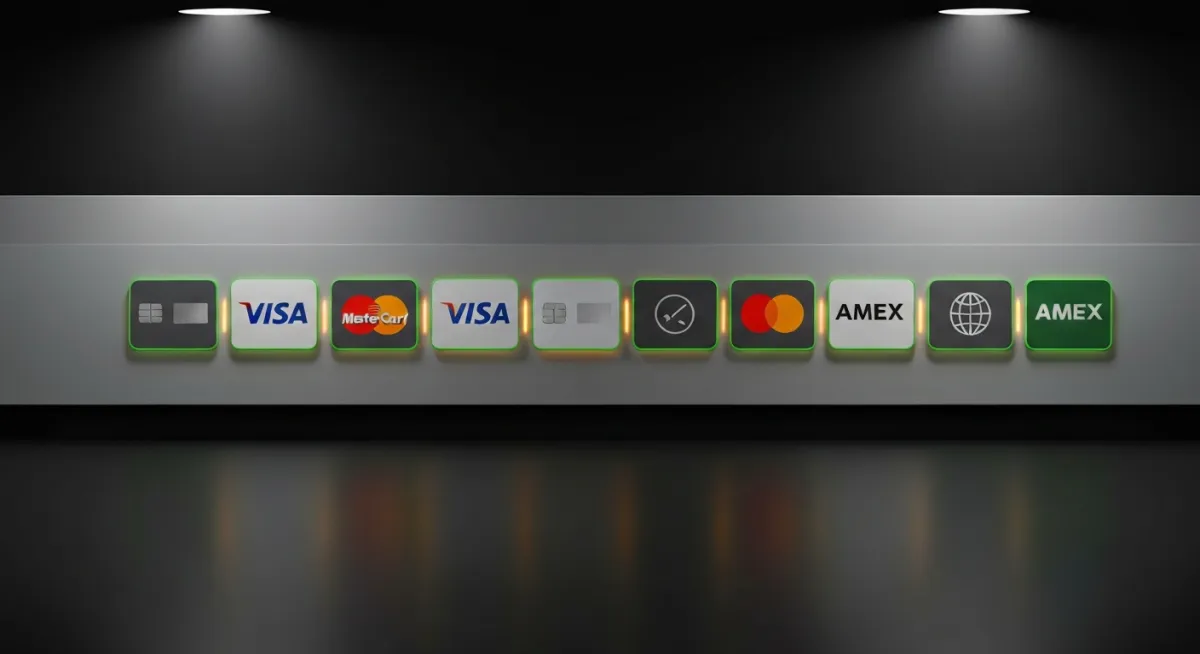 Métodos de pago seguros - Visa, Mastercard, Amex