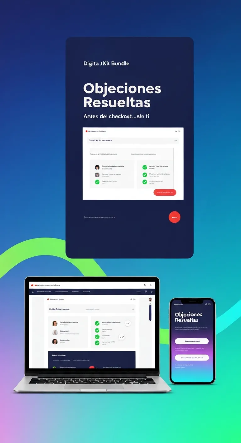 Mockup digital vibrante 9:16 — Bono 3: Objeciones resueltas antes del checkout… sin ti