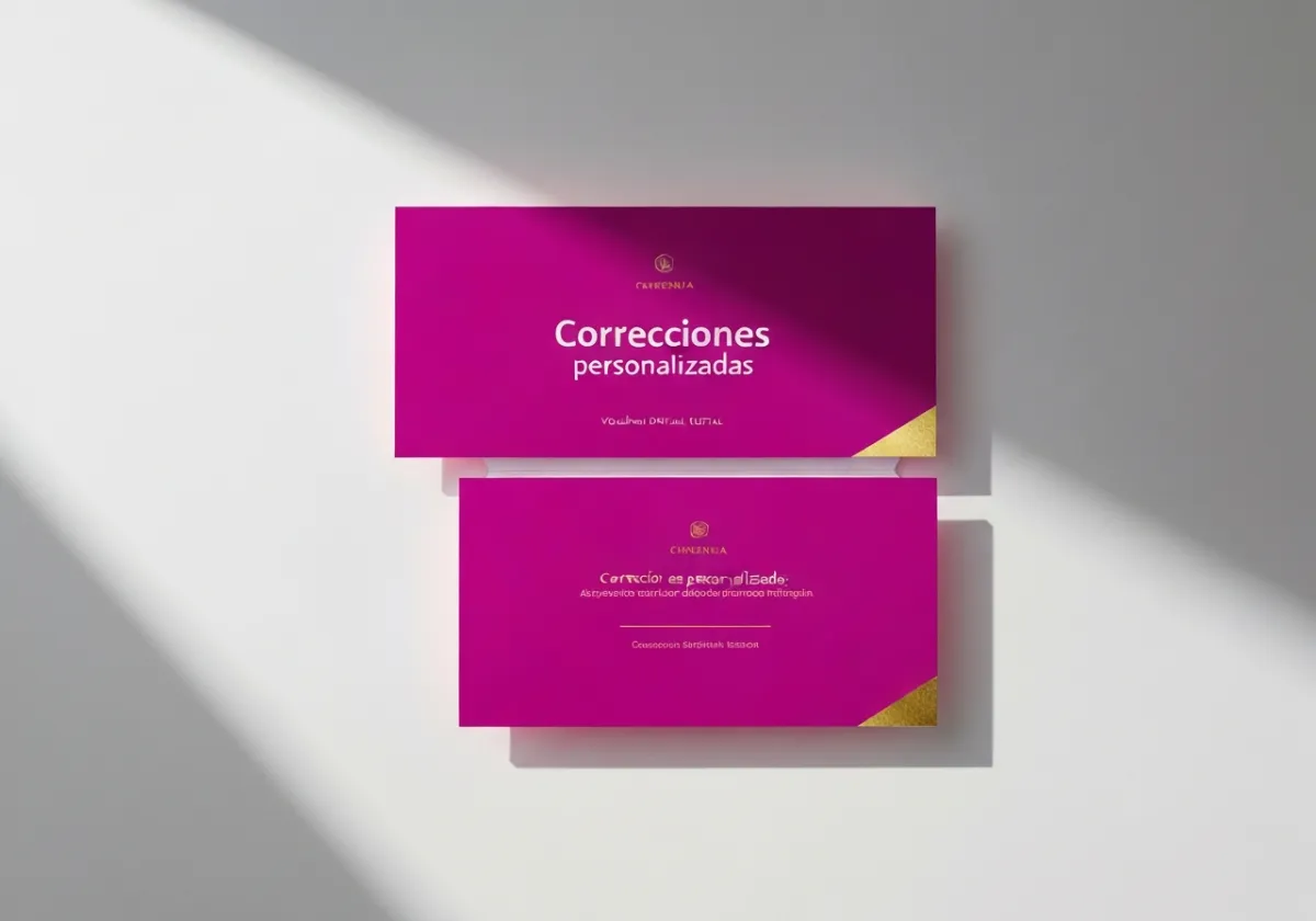 Mockup fucsia del bono de correcciones personalizadas