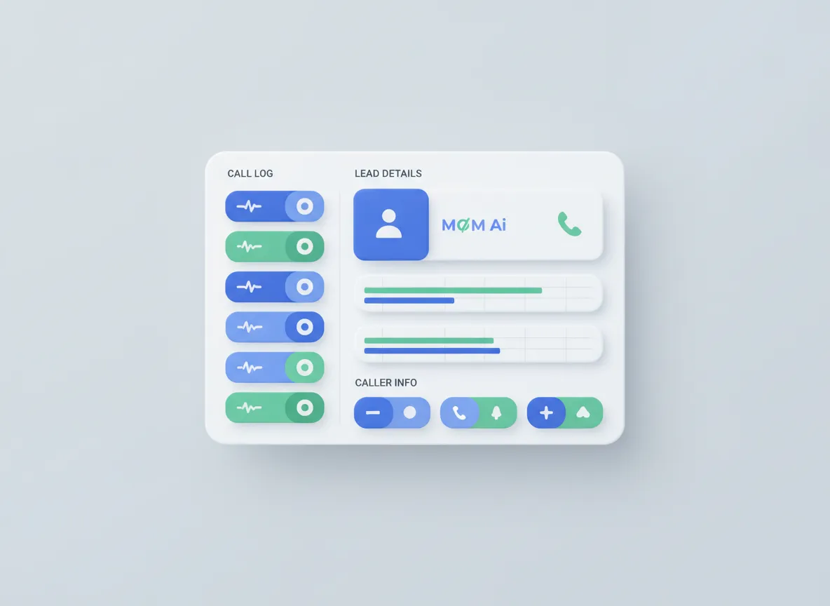 MOM Ai call flow dashboard mockup