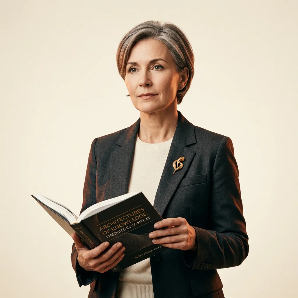 Dr. Clara Sterling holding her academic publication