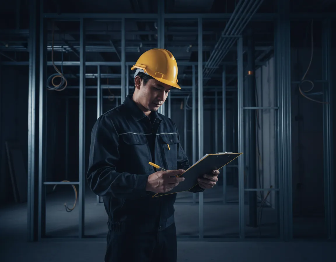Ingenieur prüft Projektunterlagen