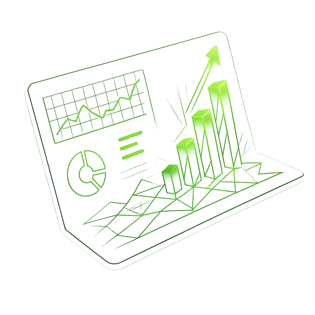 Abstract geometric lead flow graph with lime green neon highlights