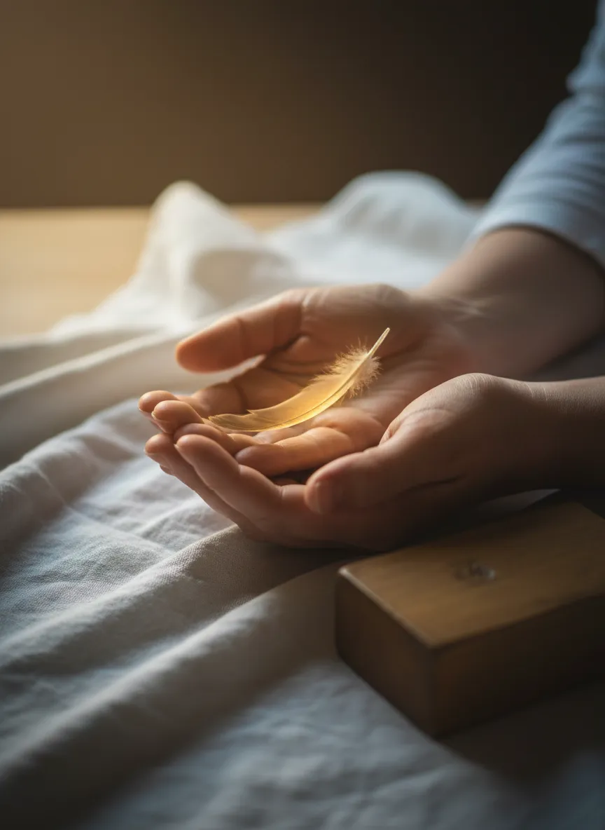 A gentle, soft-focus view of sunlight resting on natural textures